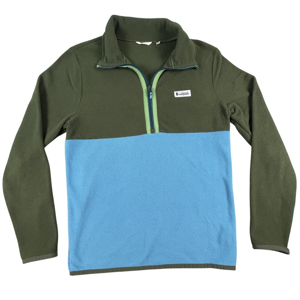 Cotopaxi Fleece Pullover Mens S Green Blue Teca Quarter Zip Colorblock Fleece